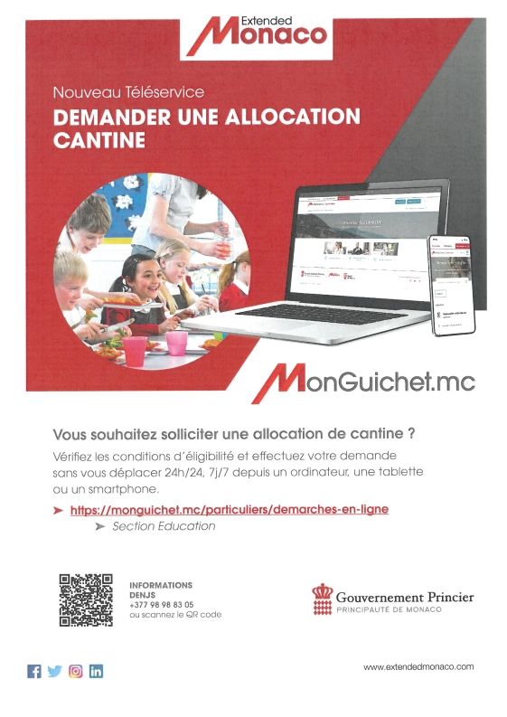Demande d'allocation cantine- Nouveau téléservice
